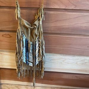 Spell Designs Vintage Crossbody Suede Bone Bag